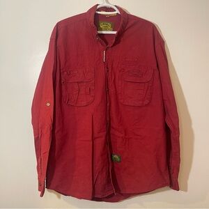 Camel Trophy Adventure Wear Vintage Safari Shirt Long Sleeve - Size XXL - Red